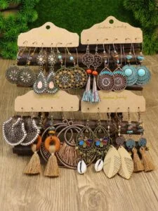 Vintage Geometric Tassel Earrings Set