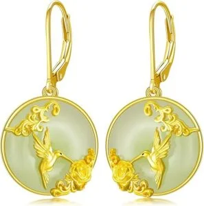 Jade Hummingbird Dangle Earrings